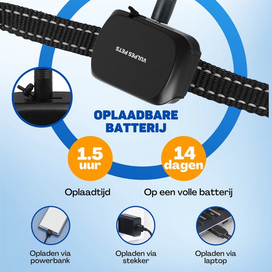 Oplaadbare batterij: 1.5 uur oplaadtijd, 14 dagen op een volle batterij. Opladen via powerbank, stekker of laptop.