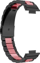 Bandje Geschikt voor Huawei Watch Fit 2 RVS Schakels – Zwart/Roze