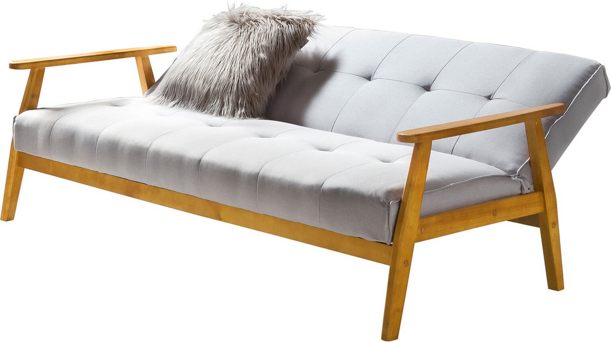 Slaapbank Heidi Lichtgrijs - Stof - Breedte 190 cm - Zithoogte 41 cm - Zitdiepte 54 cm - Zitbreedte 185 cm
