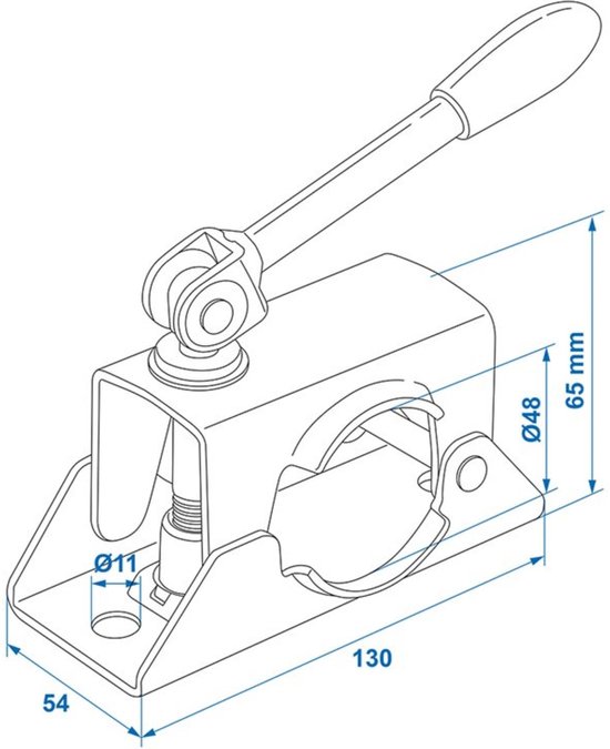 ProPlus Klem voor neuswielen of steunpoten - kantelbare hendel - Ø 48 mm - gegalvaniseerd staal van ProPlus — afbeelding 2