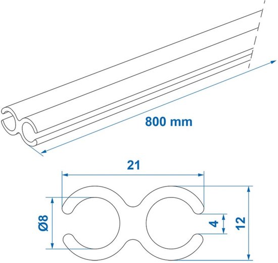 ProPlus Dubbele tentrail set - kunststof - 80 cm - lichtgrijs - 3 stuks van Merkloos — afbeelding 4