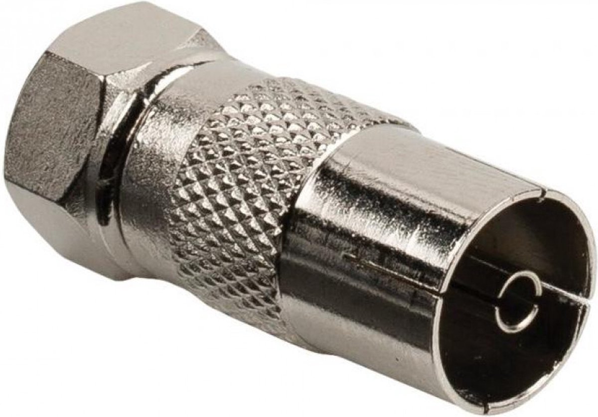 Koppelstuk coaxstekker male>F-stekker.