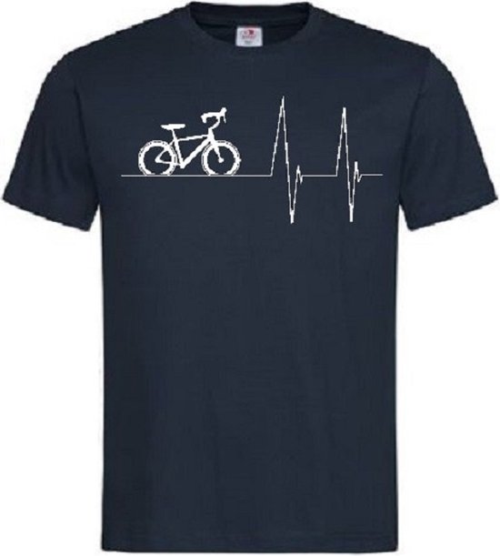OM3® Minimalistisch Bicycle Fiets T-shirt - Heren - Fiets Bike Wielrennen Wielrenner - S - 5XL, wit, M