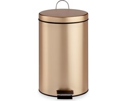 Berilo Pedaalemmer - metaal - 7 liter - goudkleurig - 30 cm - prullenbak