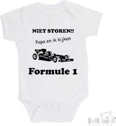 Body au toucher doux "Ne pas déranger !! Papa et moi regardons Formule 1" Unisexe Katoen Wit/ Noir Taille 68