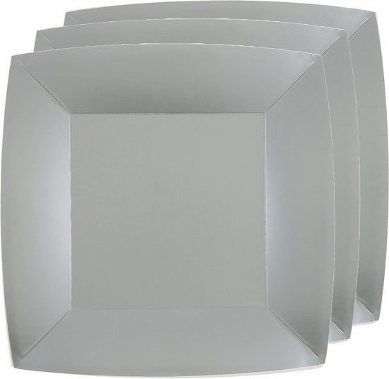 Santex feest/verjaardag servies set - 20x bordjes en bekertjes - zilver - karton