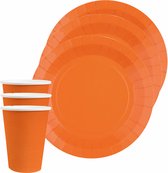Set vaisselle fête/anniversaire Santex - 10x assiettes et gobelets à gâteaux - orange - karton