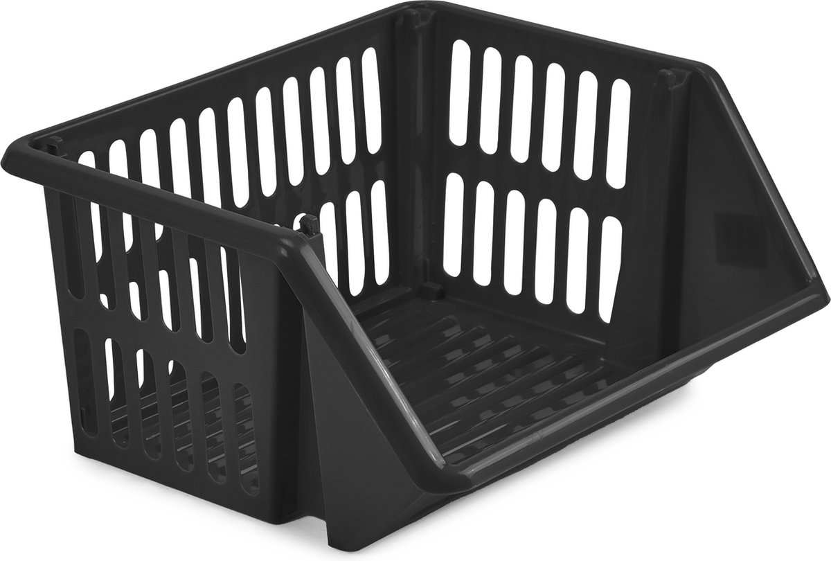 Whitefurze Mand/organiser - stapelbaar - zwart - 35 x 29 x 17 cm