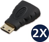 Techvavo® Set van 2 - Mini HDMI naar HDMI Verloopstekker - Mini HDMI Adapter - Mini HDMI Connector