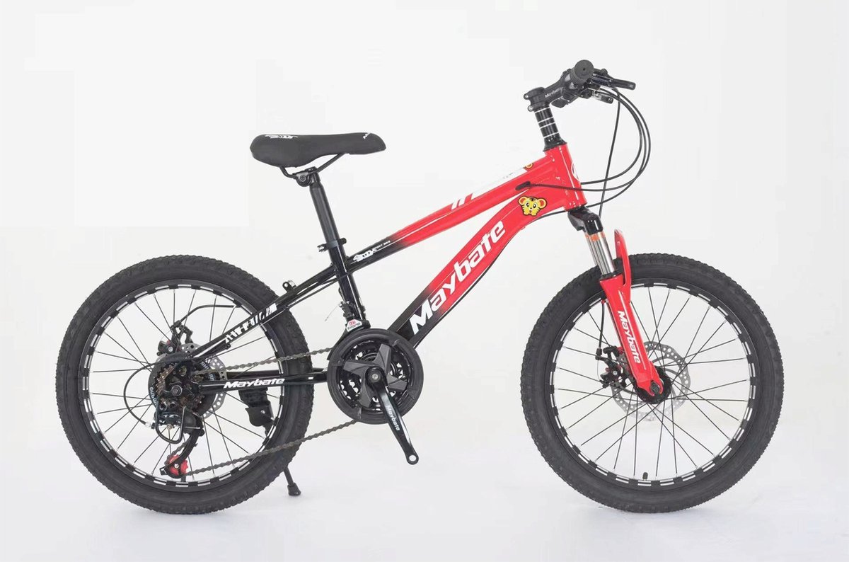 Mountainbike -Jeugdfiets - Fiets- gemaakt van ultra licht aluminium-Versnellingen 21 Shimano- 21 Speed- 20 inch - Voor jongens en meisjes - Zwart en Rood