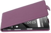 Cadorabo Hoesje geschikt voor Sony Xperia Z5 in BORDEAUX PAARS - Beschermhoes in flip-design Case Cover van getextureerd imitatieleer