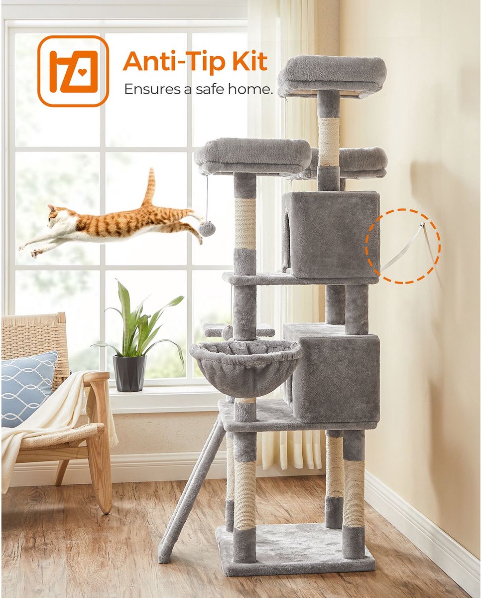 XXL krabpaal - 168 cm hoog - lichtgrijs