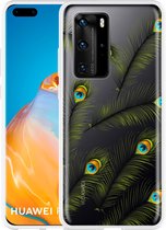 Huawei P40 Pro Hoesje Peacock Feathers Designed by Cazy