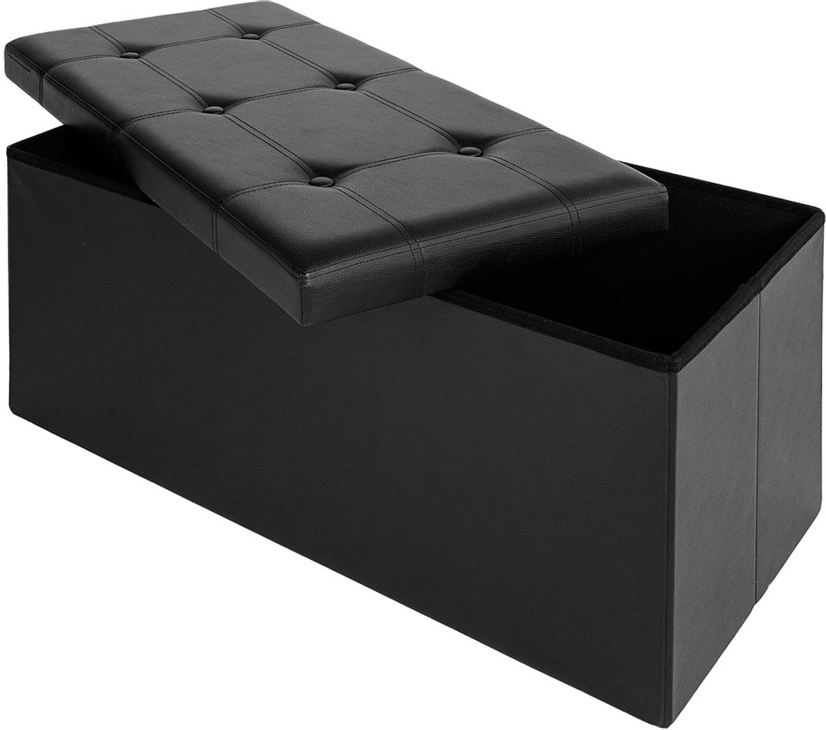 Casaria Zitbank met Opbergruimte – 76x38x38cm Opvouwbaar 100L – Zwart