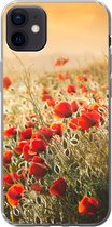Coque iPhone 12 mini - Rayons de soleil sur une forêt de coquelicots - Coque en Siliconen pour téléphone