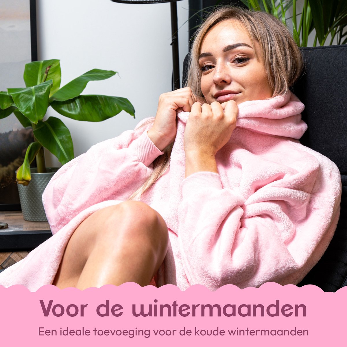 Hoodie deken - Deken met Mouwen - Blanket - Fleece - Plaid - Roze — cadeau in Wonen & Interieur - foto 8