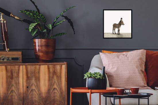 Fotolijst incl. Poster - Ezel - Dieren - Kinderen - Lief - Schattig - Meisjes - Jongens - 40x40 cm - Posterlijst