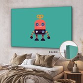 Tableau sur toile enfants - Décoration murale chambres d'enfants - Robot - Jouets - Vert - 180x120 cm - Toile enfants - Décoration murale