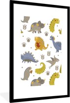 Poster in fotolijst kind - Schilderij voor kinderen - Dinosaurus - Kinderen - Design - Jongens - Meisjes - Kinderkamer decoratie - 80x120 cm - Poster kinderkamer