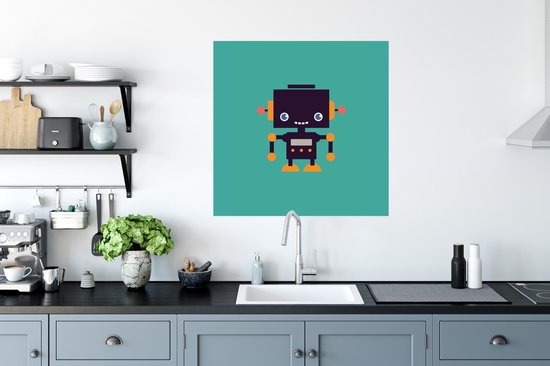 Poster enfant - Décoration murale garçons - Robot - Visage - Antenne - Oranje - Décoration chambre d'enfant - 75x75 cm - Poster chambre - Décoration murale