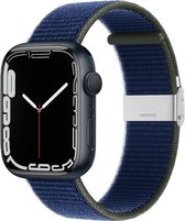 Nylon bandje - geschikt voor Apple Watches 1/2/3/4/5/6/7/8/9/Ultra/Ultra 2/SE met case size 42 mm / 44 mm / 45 mm / 49 mm - blauw