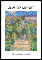 Poster The Artist's Garden At Vetheuil - 30x40 cm - Geschilderd door Claude Monet - Schilderkunst - Beroemde Schilder - Exclusief fotolijst - WALLLL