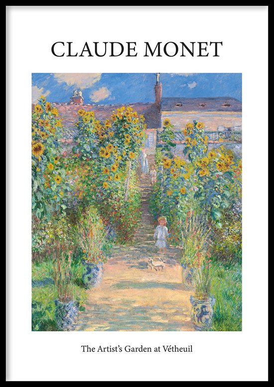 Poster The Artist's Garden At Vetheuil - 30x40 cm - Geschilderd door Claude Monet - Schilderkunst - Beroemde Schilder - Exclusief fotolijst - WALLLL