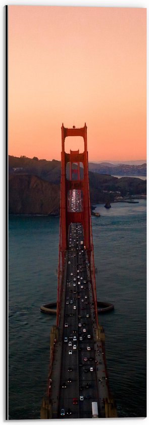 WallClassics - Dibond - Golden Gate Bridge in Californië - 20x60 cm Foto op Aluminium (Met Ophangsysteem)
