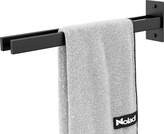 Nolad® Handdoekrek 2 armig - Handdoekhouder - Handdoekenrek - RVS - 39 x 11 x 5.7 cm - Zwart