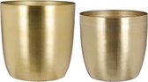 Mica - Plantenpot/bloempot set - 4x stuks - metaal - goud - D20/D24 cm