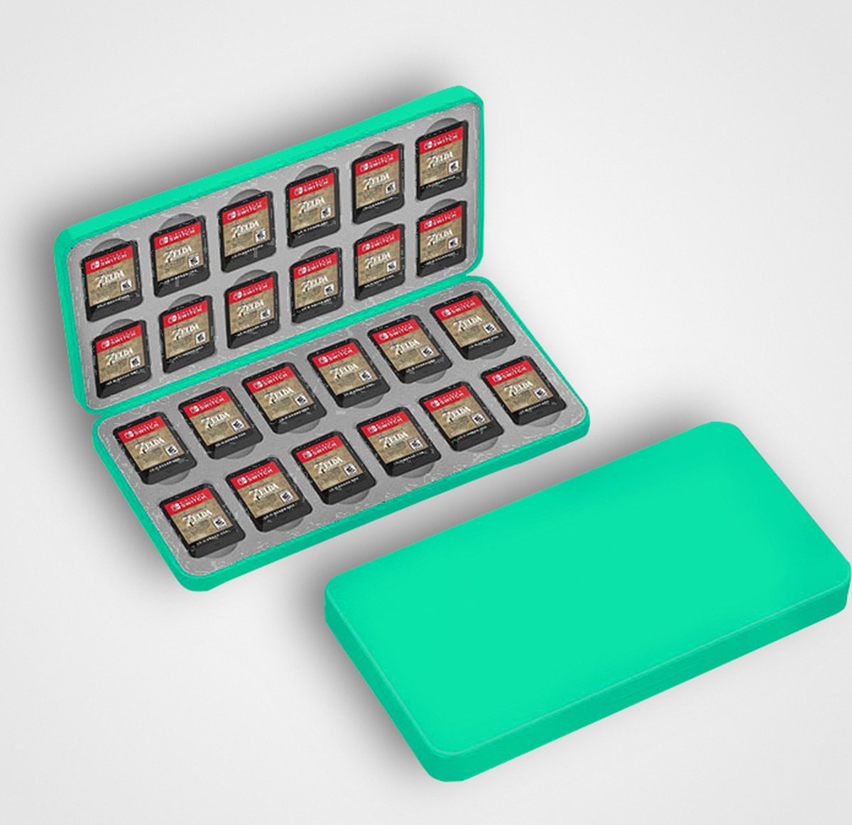 Yes In LAB - 24-in-1 Game Card Case geschikt voor Nintendo Switch - Turquoise - Kaarthouder - Opbergdoos Speelkaarten - Beschermhoes - Premium case - 24-slot kaart opslag - Beschermtas - Opbergen - Game Etui - Accessoire geschikt voor Nintendo Switch