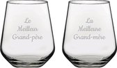 Drinkglas gegraveerd - 42,5cl - Le Meilleur Grand-père & La Meilleure Grand-mère