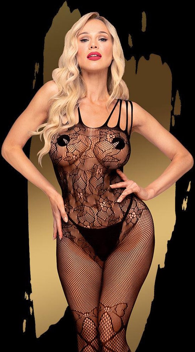 Penthouse Lingerie Dirty Mind - Erotische Catsuit - Maat S/L - Zwart
