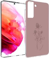 iMoshion Hoesje Geschikt voor Samsung Galaxy S21 FE Hoesje Siliconen - iMoshion Design hoesje - Roze / Floral Pink