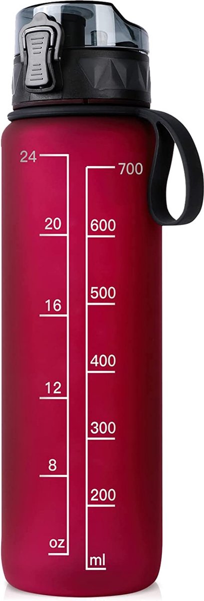 Fretree Sportwaterfles - Rose Red - 1L lekvrije design waterfles - BPA-vrije Tritan plastic drinkfles voor kinderen en volwassenen - sport, wandelen, fitnessruimte, outdoor, fietsen, school en kantoor