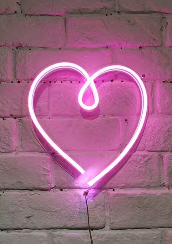 OHNO Neon Verlichting Heart - Neon Lamp - Wandlamp - Decoratie - Led - Verlichting - Lamp - Nachtlampje - Mancave Decoratie - Neon Party - Kamer decoratie aesthetic - Wandecoratie woonkamer - Wandlamp binnen - Lampen - Neon - Led Verlichting - Roze