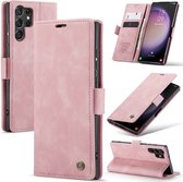 CASEME Geschikt voor Samsung Galaxy S23 Ultra hoesje - Wallet Case - Roze - Caseme