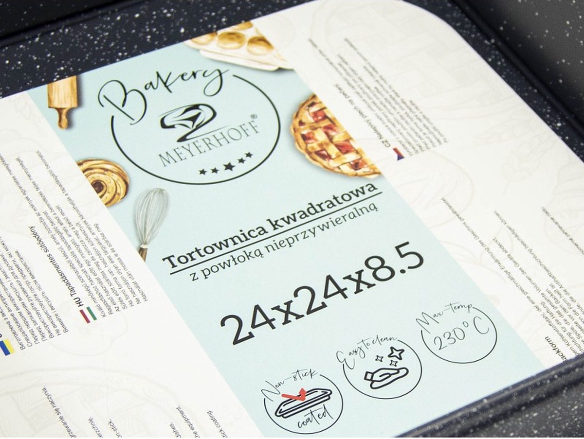 Meyerhoff Vierkante Springvorm 24 cm – Bakvorm met Opstaande Rand – Antraciet Marmer – Non-Stick Taartvorm – Met Serveerbodem – Voor Taart & Ovenschotel – foto 7