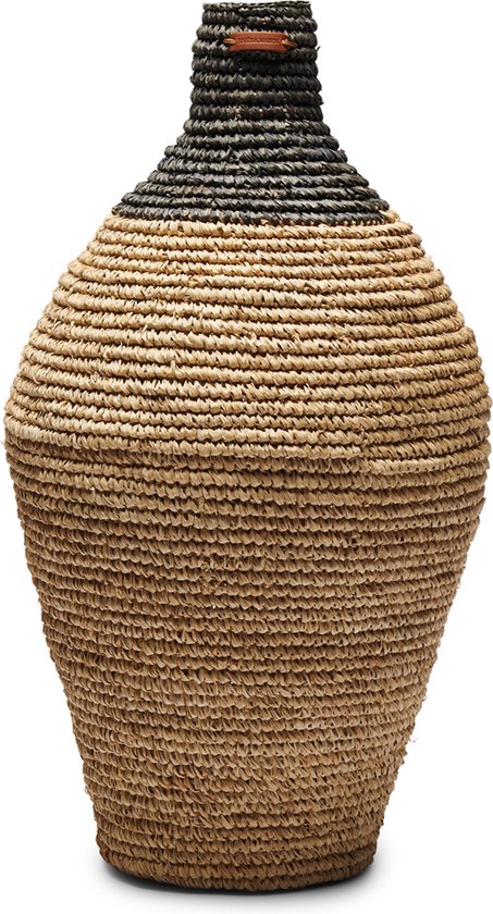 Riviera Maison Vase haut en osier Fleurs séchées , ovale avec détail noir - Vase en sisal RM - Marron / Zwart - 100% Sisal