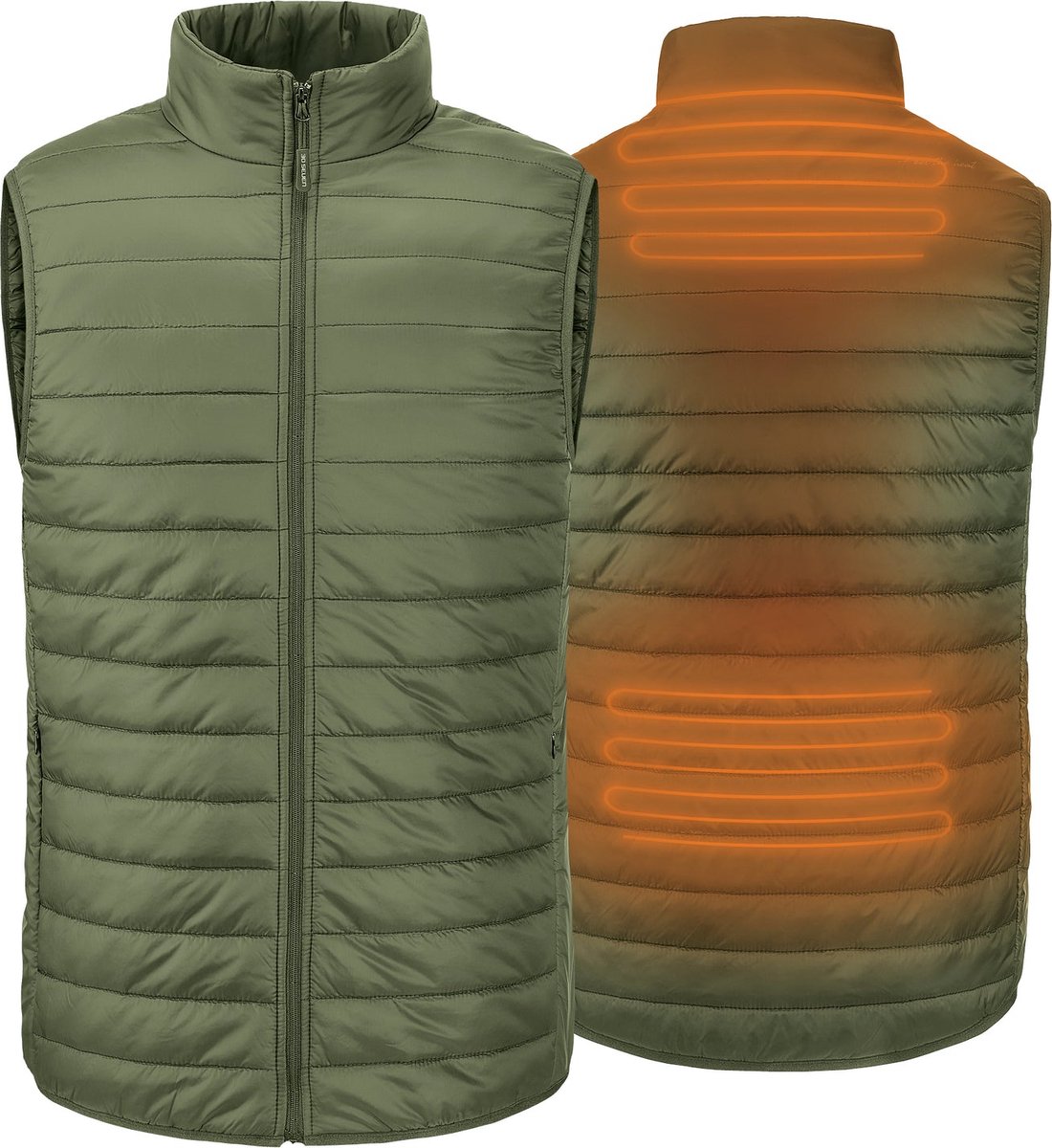 Verwarmde mouwloze vest Regular Fit Voor Mannen Rapid battery technologie kaki Creme