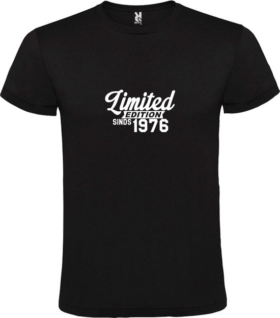 Zwart T-Shirt met “Limited sinds 1976 “ Afbeelding Wit Size XXXXL