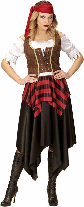 Widmann - Piraat & Viking Kostuum - Hijs De Vlag Pirate - Vrouw - Rood - XS - Carnavalskleding - Verkleedkleding