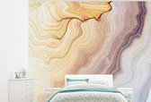 Behang - Fotobehang Marmer - Textuur - Zandsteen - Goud - Marmerlook - Breedte 325 cm x hoogte 260 cm