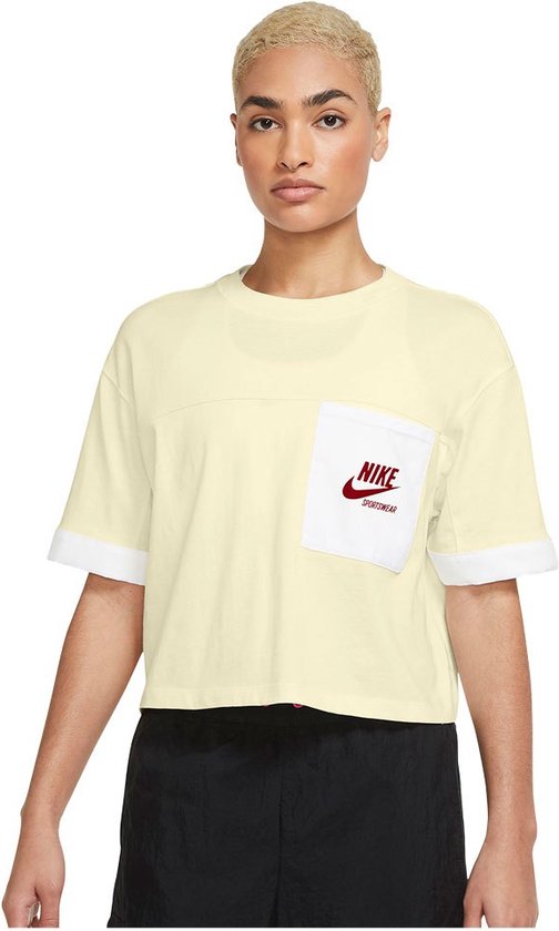 Nike Sportswear Heritage Support Korte Mouwen T-Shirt Vrouwen Geel - Maat S