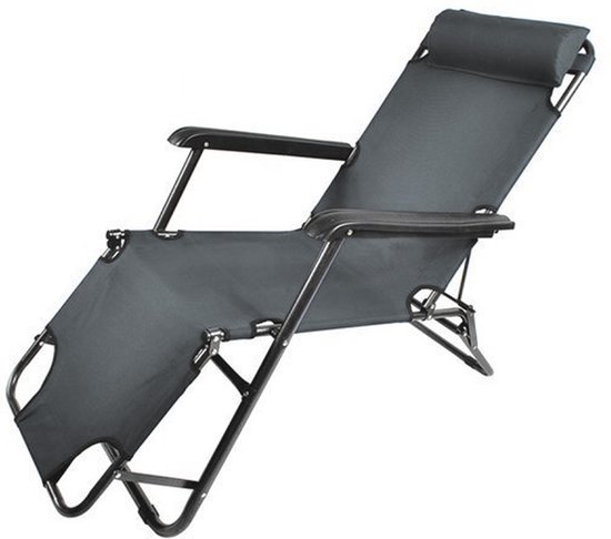 het doel hoofd veiligheid In Round Opvouwbare Ligstoel – 3 Standen – Metaal – Strandstoel – Grijs –  Tuin /... | bol.com