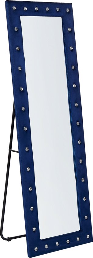 Beliani ANSOUIS - Staande spiegel - Blauw - Fluweel