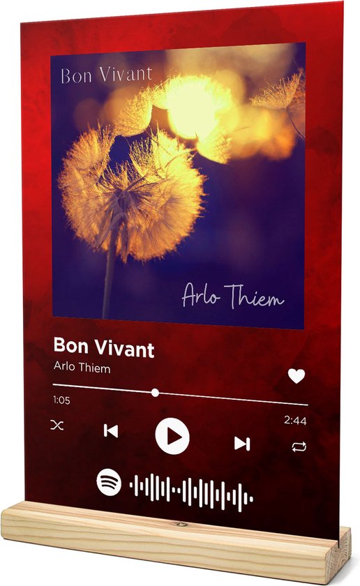 Songr Spotify Muziek Bordje - Bon Vivant - Arlo Thiem - 20x30 - Rood -  Dibond... | bol.com