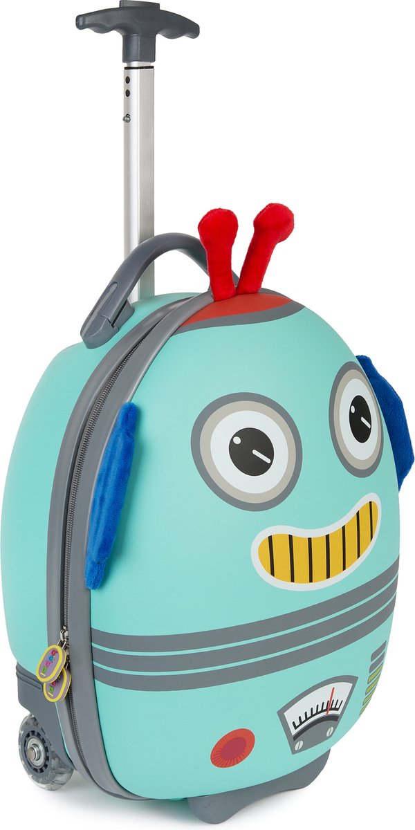 Kindertrolley - robot - handbagage - lichtgewicht - duurzame hardcase - 17L - kinderkoffer met wieltjes - verstelbare handgreep