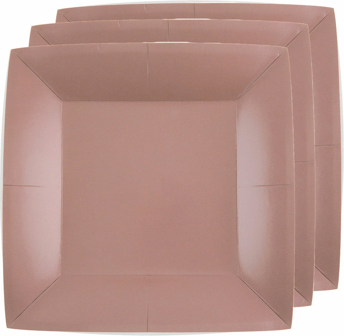 Santex Bordjes karton - 20x - vierkant - rose goud - 23 x 23 cm - feestbordjes
