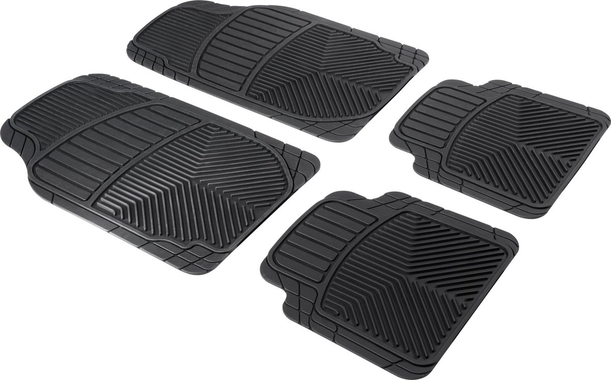 Universele auto rubbermatten set Priscus, anti-slip matten 4-delig, op maat gesneden vloermatten voor auto's zwart 28063